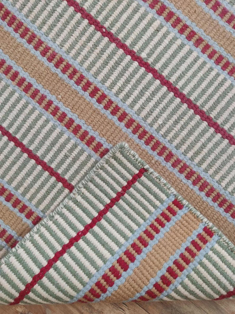 Wool Runner Rug, Multicolored Striped Handloom Design for Indoor and Outdoor Use image 7