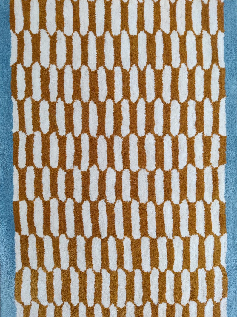 Flowing Dashes Rug Pattern Stair Runner Made of Geometric Wool, Handmade New Zealand Wool Hallway ...