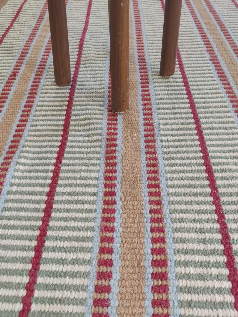 Wool Runner Rug, Multicolored Striped Handloom Design for Indoor and Outdoor Use image 8