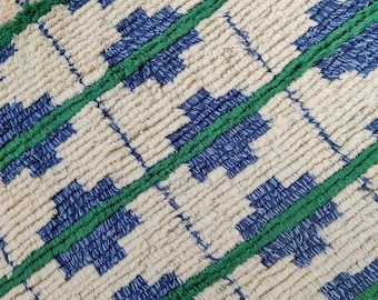 Pet-Friendly Wool Rug, Moroccan Area Rug, Home Decor Wool Rug, Blue And Green Rug, Moroccan Rug, Custom Size Rug, Rugs For Bedroom, Area Rug