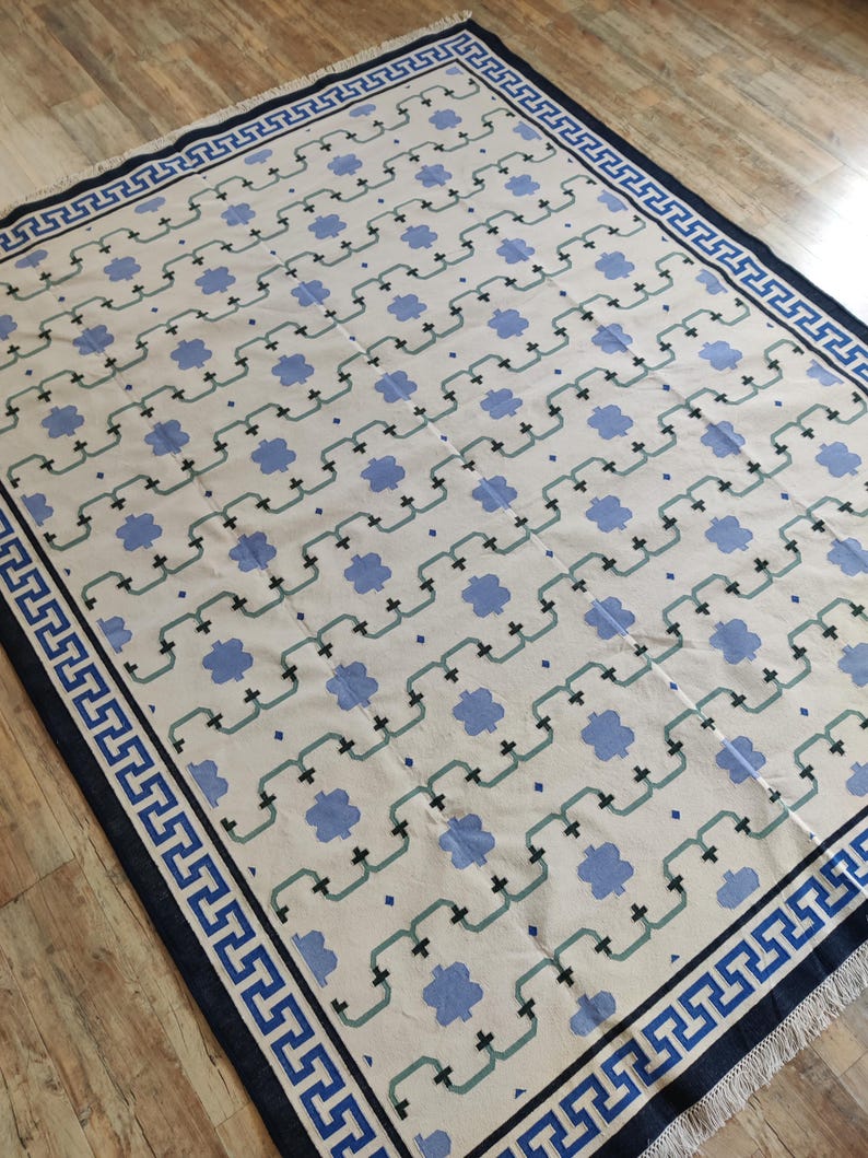 Skyler Vegetable Dyed Indian Dhurrie Reversible Cotton Rug, Flatweave Rug, Modern Rug, Cotton Rug 8x10, Area Rug, Rugs For Living Room, Gift