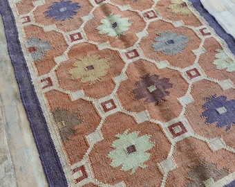 Handwoven Multicolor JUTE Rug, Wool Dhurrie, Kilim Rugs, Dining Room Rug, Area Rug, Personalized Rug