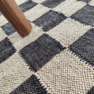 Checker Jute Rug, Wool Jute Area Checkered Rugs/runner, Large Jute ...