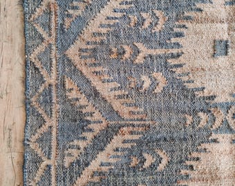 Handwoven Jute Area Rug, Tribal Flatweave Boho Earth Tone, Rustic Eco-Friendly For living rooms And Bedroom