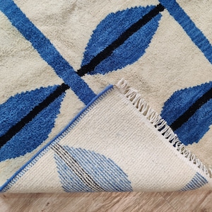 Beni Ourain Wool Rug, 8x10 Blue Moroccan Handmade Rug for Home Decor, Berber Area Rug for Bedroom And living Room Rug, Home Decor Rug