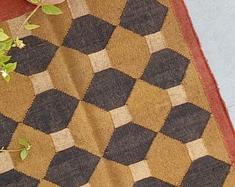 Multicolor Wool Jute Kilim Rug, Handmade Wool Jute Kilim Rug, Wool Jute Rug, Bohemian Rug, Indian Dhurrie Rug, Navajo Kilim Rug, 8x10, 9x12