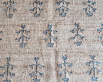 Natuurlijk jute vloerkleed, handgeweven met bloemenmotief, geometrisch modern vloerkleed voor huis en woonkamer, op maat gemaakt, Kilim 8 x 10 FT