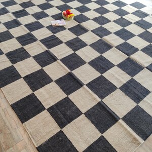 Checker Jute Rug, Black and White Area Checkered Rugs, Large Jute ...