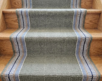 Alfombra de lana tipo pasillo, alfombra de tejido plano con diseño de espiga para pasillos y escaleras, opciones de longitud personalizada.