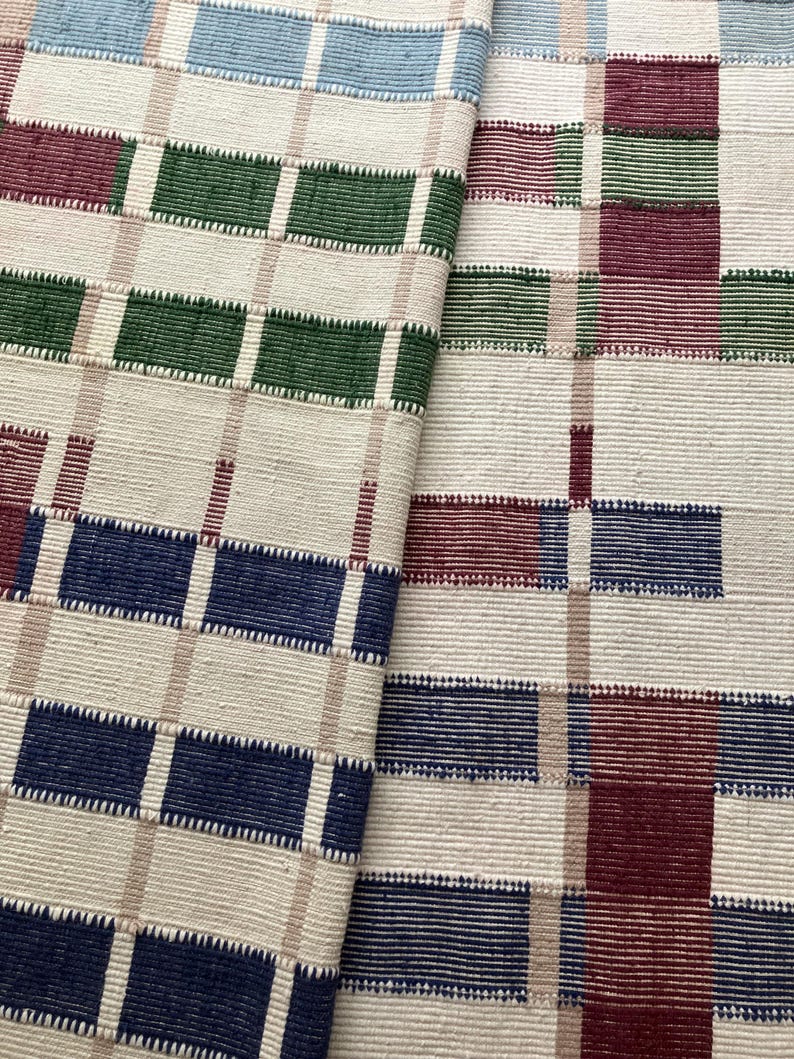 Handwoven Checkered Rug, Marli Flatweave Wool Rug, Modern Woolen Plaid Area Rug, Rugs For Living Room, Wool Rug 8x10, Check Rug, 6x8, 5x8 FT