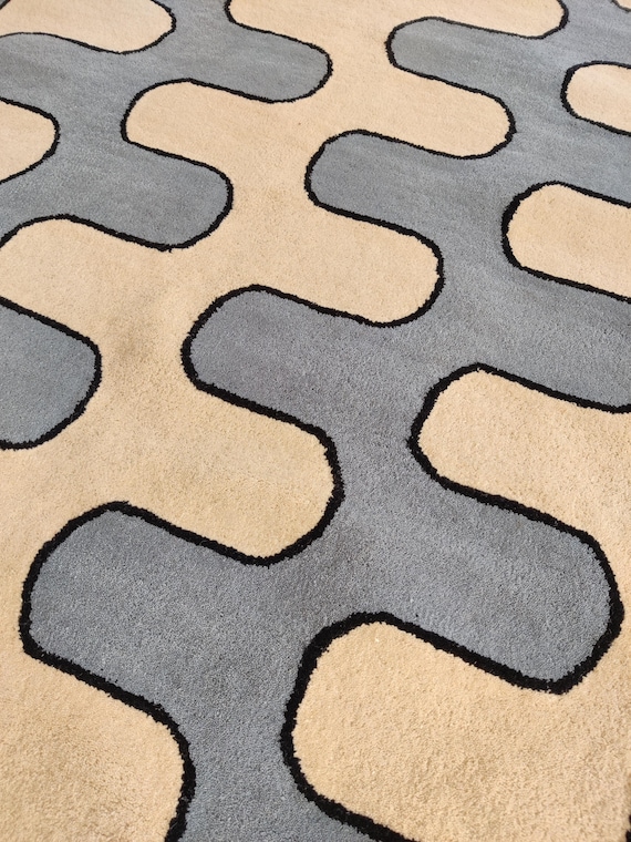 8X10 Ft Blue And White Color Hand-tufted Carpet, Carpets For Drawing Room, Handmade Rug, Bohemian Carpet, Custom Rugs, Designer Carpets