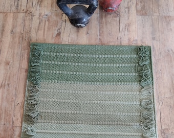 2x6 Ft Multicolor Herbal Yoga Mat For Meditation, Organic Cotton Handwoven Mat For Prayer, Fitness, Pilates And Workout