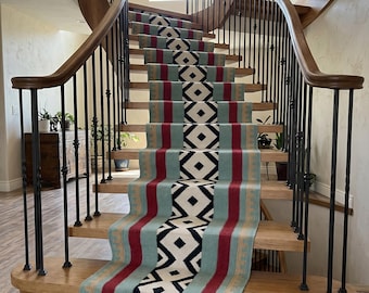 Handwoven Colorful Wool Runner, Tribal Geometric Kilim Style Entryway Rug, Modern Reversible  Bohemian Hallway Decor