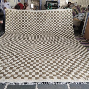 Berber Beige Rug, Moroccan Checkered Rug,  Beni Ourain Rug, Custom Moroccan Rug, Wool Checkered Rug, Wool Rug 8x10, Checker Board Rug, Gift, Beige And White Checkered Rug, Berber Rug, Wool Moroccan Rug, Rugs For Bedroom, Rugs For Living Room,Area Rug