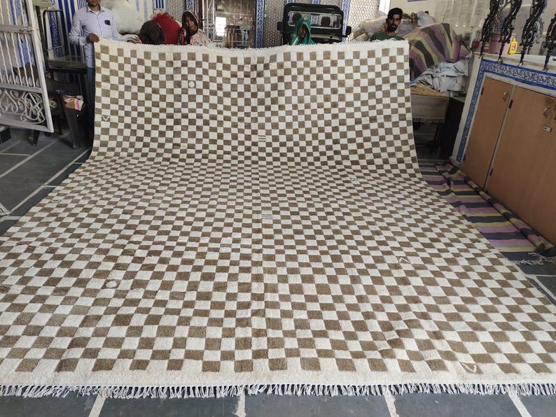 Berber Beige Rug, Moroccan Checkered Rug,  Beni Ourain Rug, Custom Moroccan Rug, Wool Checkered Rug, Wool Rug 8x10, Checker Board Rug, Gift, Beige And White Checkered Rug, Berber Rug, Wool Moroccan Rug, Rugs For Bedroom, Rugs For Living Room,Area Rug