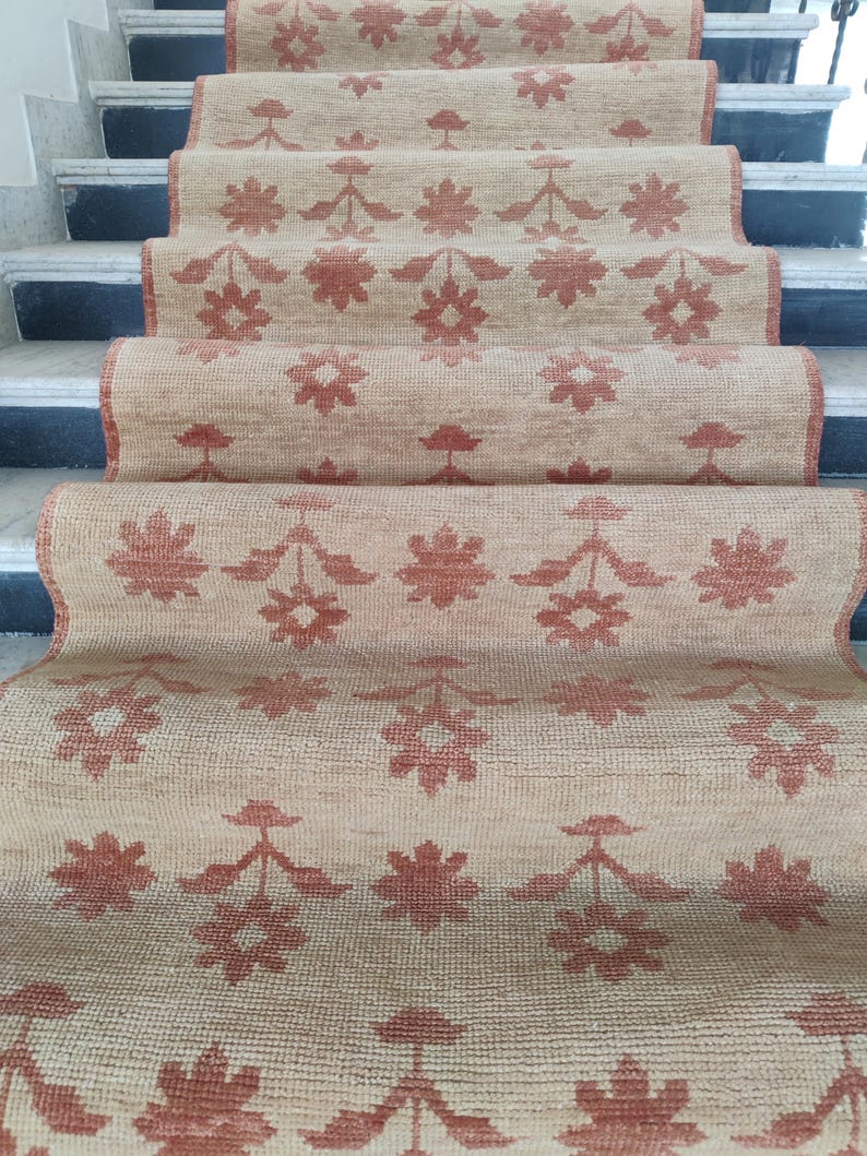 Wool Oushak Runner Rug | Handwoven Stair Runner Rug, Traditional Floral ...
