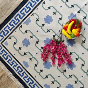Skyler Vegetable Dyed Indian Dhurrie Reversible Cotton Rug, Flatweave Rug, Modern Rug, Cotton Rug 8x10, Area Rug, Rugs For Living Room, Gift