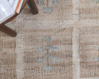 Checkered Jute Rug, Jute Flower Rug,  Natural Jute Area Rug, Diamond Rug, Cotton Jute Rug, Jute Bed Side Rug, Custom Size Rug