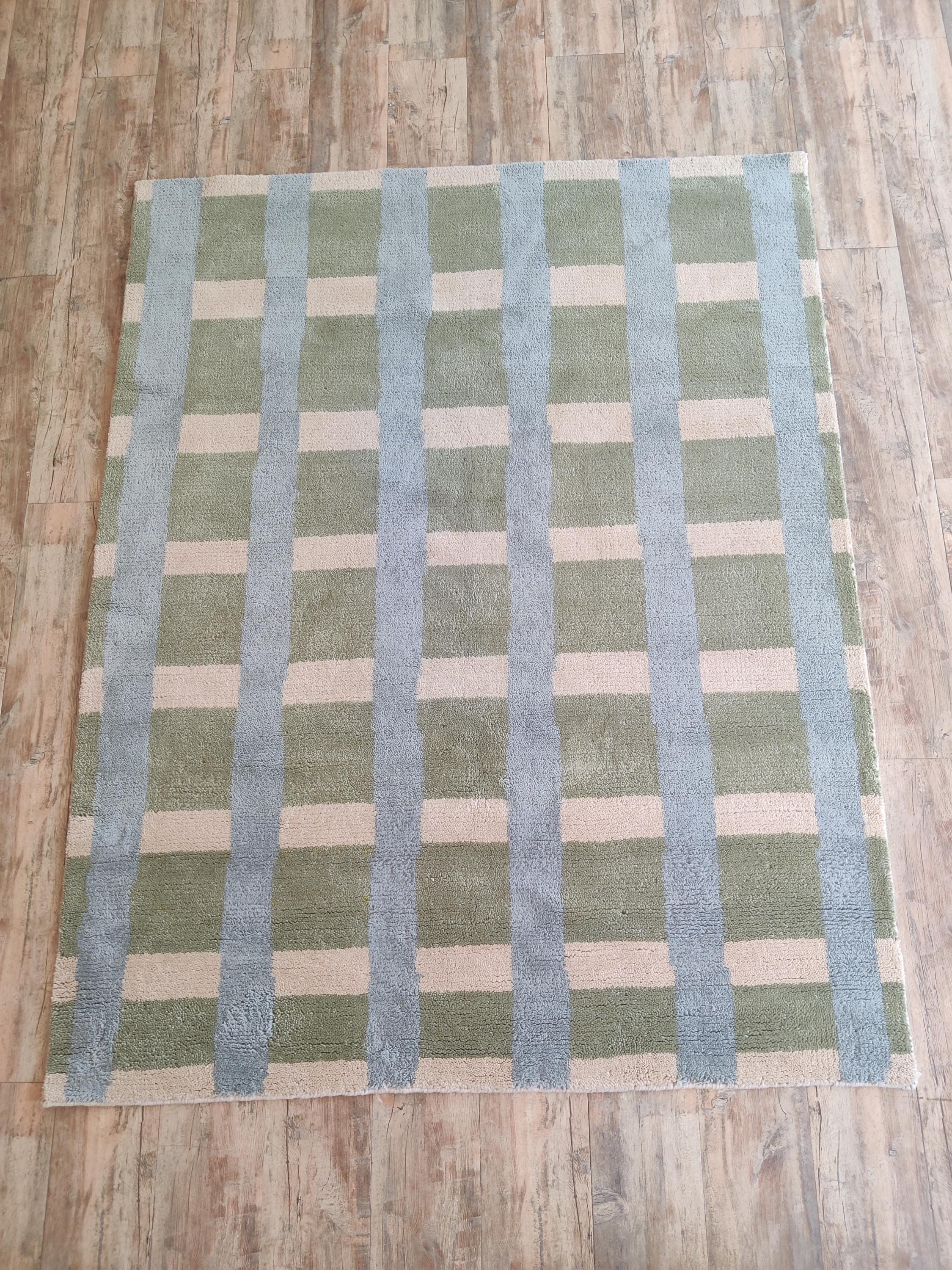 Check Wool Rug Large Luxurious Checkered Wool Carpet, Home Decor Rug, Modern Wool Rug, Wool ...