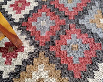 Multicolor Kilim Rug runner, Handwoven Jute Kilim Runner Rug, Kilim Dhurrie Runner Rug, Traditional Flatweave Runner Vintage-inspired runner