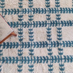 Moroccan Rug, Moroccan Area Rug, Custom Wool Rug, Hallway Area Rug, Home Decor Blue And White Wool Area Rug, Bedroom And Living Room Rug