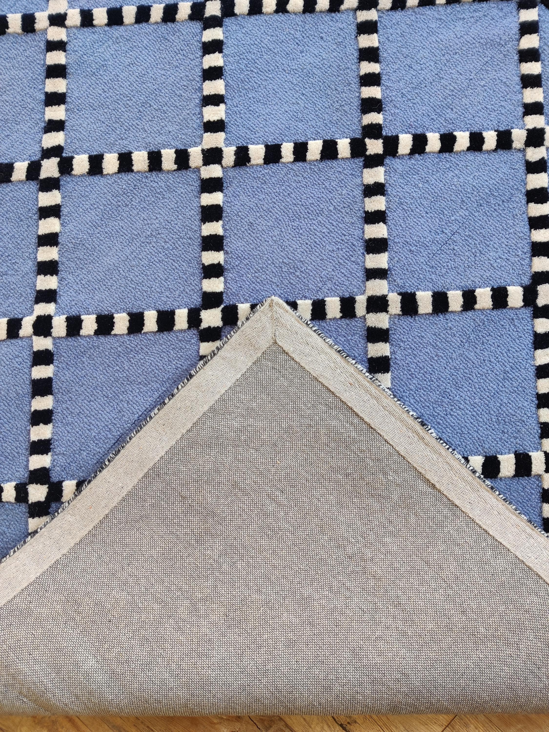 ハンドタフテッドウールラグ、高級ウールエリアラグ、チェッカーボード