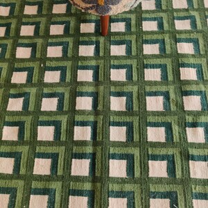 Modern Wool Rug, Luxury Wool Area Rug, Green Scandinavian Design Rug, Checkered Rug, Handwoven Flatweave Kilim Rug, 8X10 FT Wool Rug