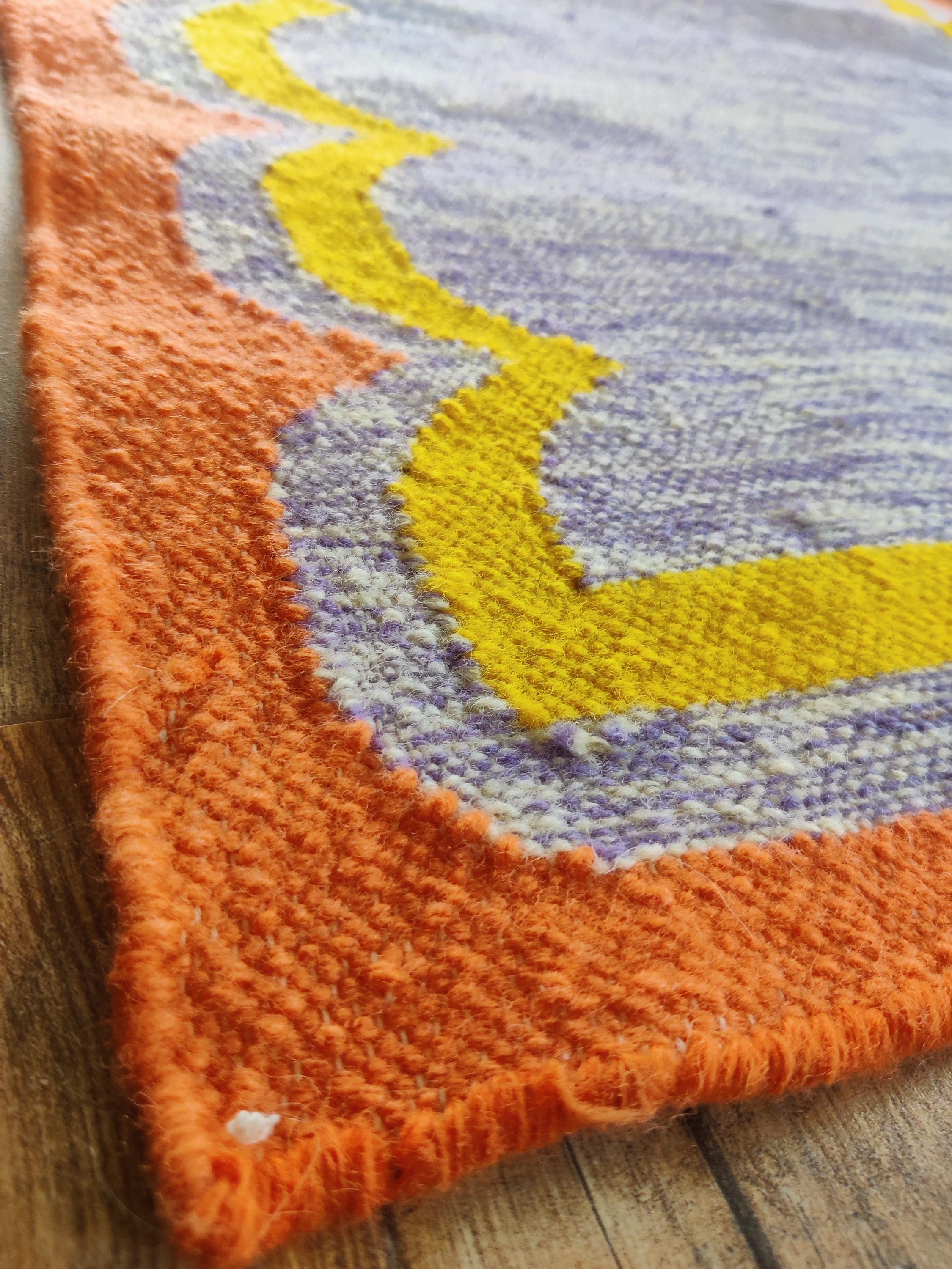 27x30 Fft Handgefertigter Wollteppich aus Wolle, Flachgewebe, Oranger Teppich aus Baumwolle, Wollteppich, Teppich Für Wohnzimmer Und Schlafzimmer, Großer Teppich