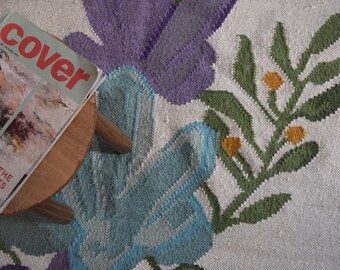8x10 Handwoven Wool Floral Rug, Cotton Wool Flatweave Rug, Modern Floral Rug, Area Rug, Custom Color And Size Rug, Comfortable Rug