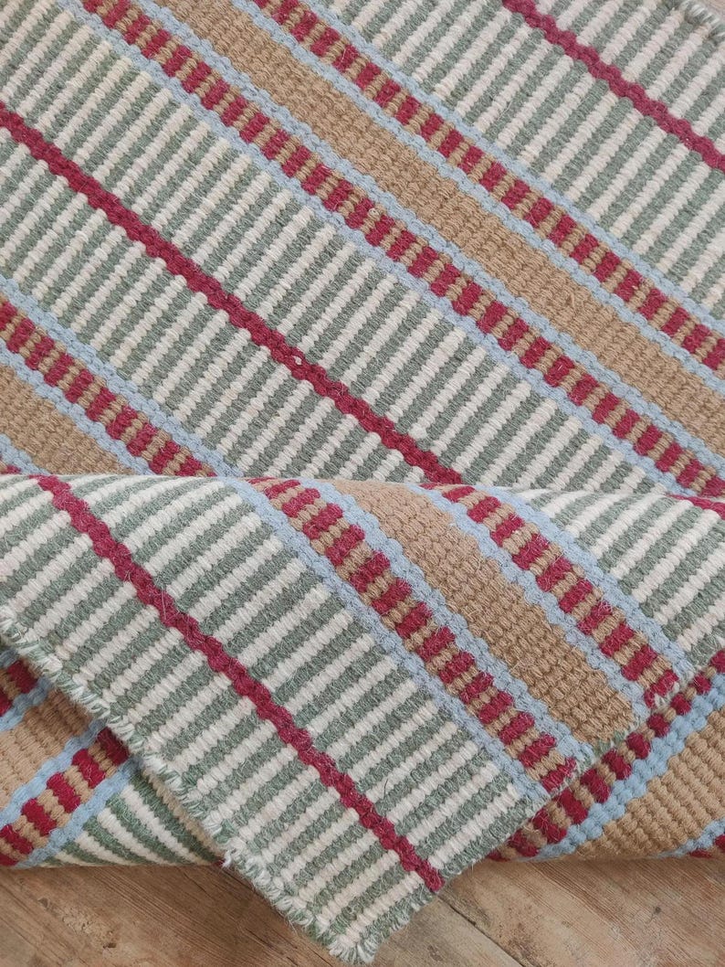 Wool Runner Rug, Multicolored Striped Handloom Design for Indoor and Outdoor Use image 6