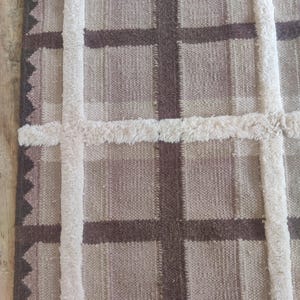 Premium Wool Rug Classic Tartan Check Pattern Rug, Hand-Woven Flatweave Various Pile Wool Rug, Modern Wool Area Rug, Checkered 8x10 FT Rug
