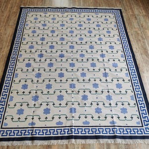 Skyler Vegetable Dyed Indian Dhurrie Reversible Cotton Rug, Flatweave Rug, Modern Rug, Cotton Rug 8x10, Area Rug, Rugs For Living Room, Gift