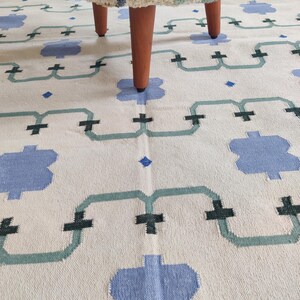 Skyler Vegetable Dyed Indian Dhurrie Reversible Cotton Rug, Flatweave Rug, Modern Rug, Cotton Rug 8x10, Area Rug, Rugs For Living Room, Gift