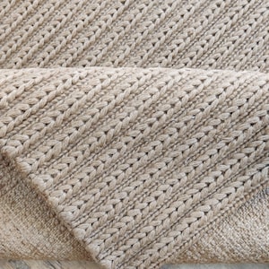 Handwoven Braided Jute Rug, Natural Beige Area Rug, Eco-Friendly Rustic Carpets for Farmhouse & Boho Décor Rug,  5x7, 6x9 FT Jute Rug