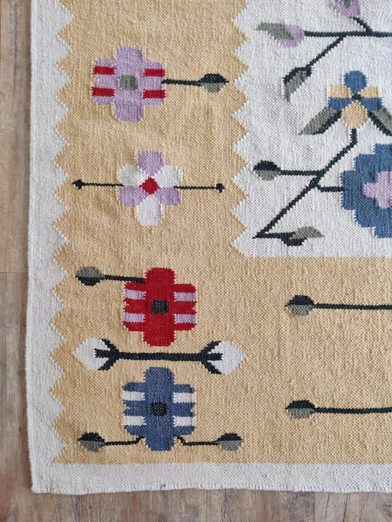 Modern Geometric Tribal Area Rug, Reversible Wool Cotton Flatweave Durrie for Living Room, Bedroom, 5x8, 6x9, 8x10, Bohemian Home Decor