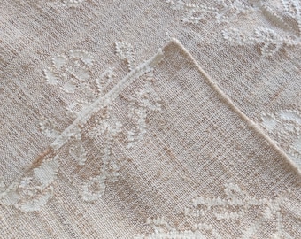 Natural Jute Flower Cotton Jute Rug, Large Floor Area Kilim Dhurrie, Coastal Living Jute and Cotton Rug, Handwoven Floral Area Rug, 5x8 FT