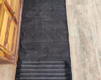 Black Yoga Mat 2x6 Eco-Friendly Non-Slip Sweat Resistant Cotton Prayer Rug for Home & Studio Cotton Yoga Mat