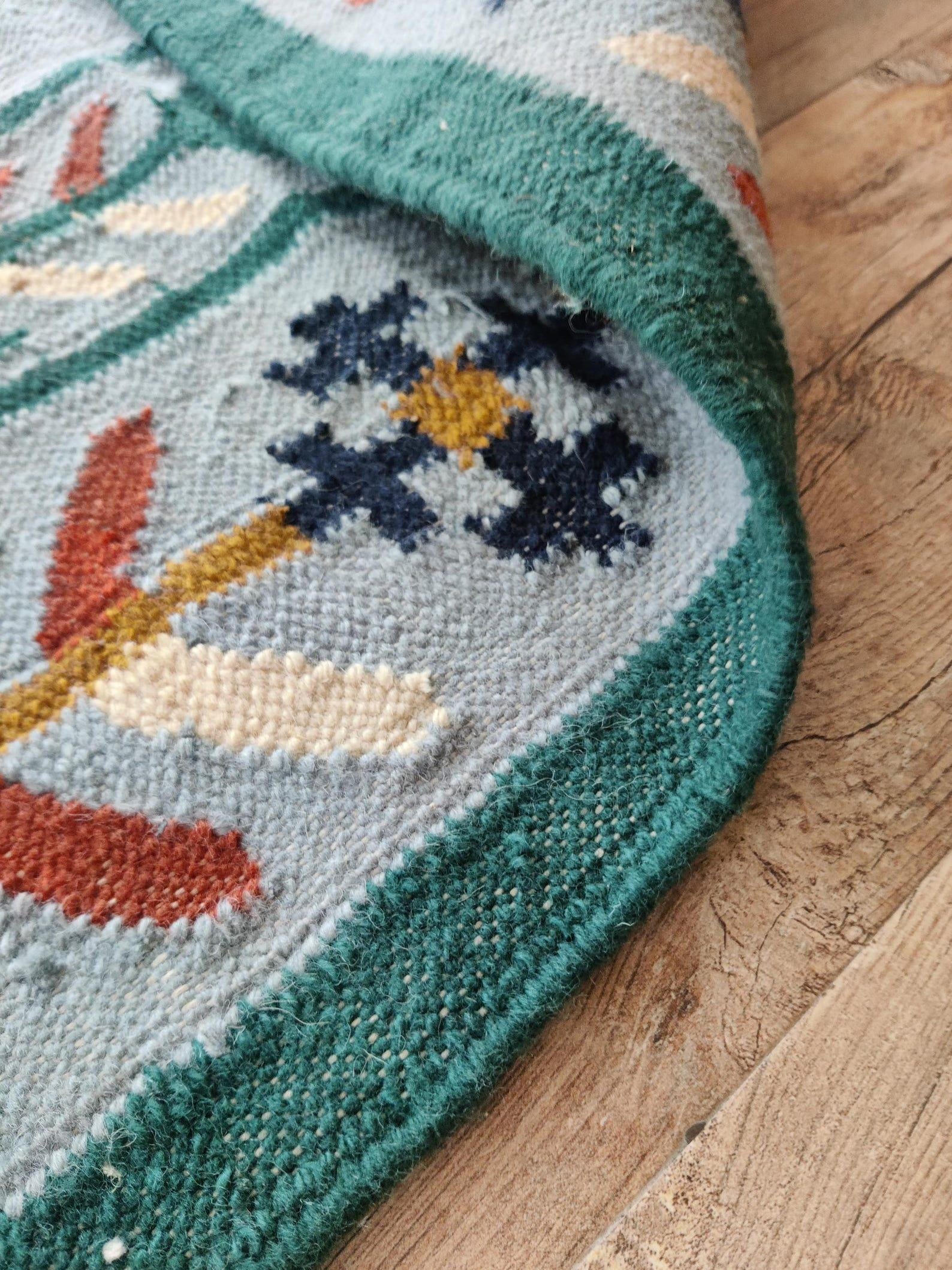 Curated visual reference: Visual Reference: Handwoven Scandinavian Modern Decor Reversible Geometric Wool Rug For
