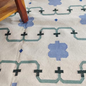 Skyler Vegetable Dyed Indian Dhurrie Reversible Cotton Rug, Flatweave Rug, Modern Rug, Cotton Rug 8x10, Area Rug, Rugs For Living Room, Gift
