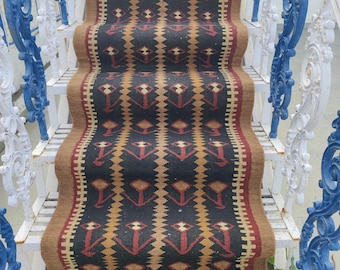 2X10 Ft Handmade Multicolor Wool Runner, Kilim Dhurrie Rug, Traditional Kilim Runner Wool Handwoven Design for Entryway, Reversible Runner