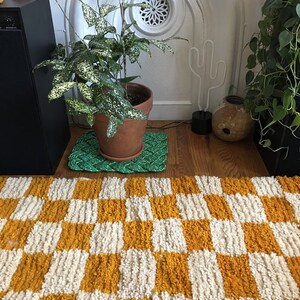 Checkerboard Rug Runner, Checker Wool Handmade Rug, Home and Living ...