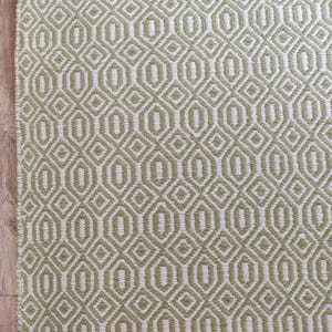 Green Wool Handloom Rug,  Diamond Geometric Pattern | Living Room Wool Area Rug | Handmade Flatweave Carpet | Boho Home Decor Wool Rug 8x10