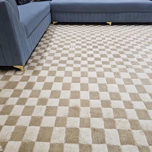 Berber Beige Rug, Moroccan Checkered Rug,  Beni Ourain Rug, Custom Moroccan Rug, Wool Checkered Rug, Wool Rug 8x10, Checker Board Rug, Gift, Beige And White Checkered Rug, Berber Rug, Wool Moroccan Rug, Rugs For Bedroom, Rugs For Living Room,Area Rug