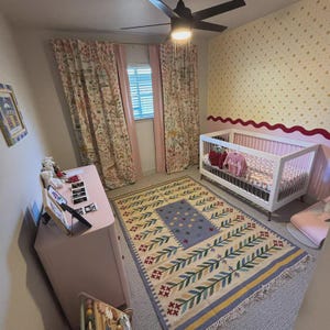 Modern Floral Flatweave Wool Area Rug for Living Room and Bedroom Decor, Handmade Wool Kilim Rug, Premium Wool Rug, Custom Size Available