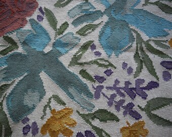 8x10 Ft Cotton Wool Rug, Garden Theme Rug, Floral Wool Rug, Area Rug, Rugs For Bedroom And Living Room, Flatweave Rug, Wool Rug, Boho Rug