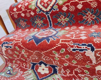 Hand Knotted Oushak Red Turkish Anatolian Rug, Oushak Runner Rug, Kitchen Rug, Entryway Runner, Stair Runner Rug Vintage Runner Rug, 2x10 FT