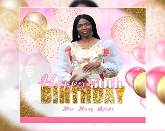Birthday Flyer Template 7"x 7", Editable PSD template Worship Flyer, Church flyer For Women, Church Flyer Templates, Birthday Flyers