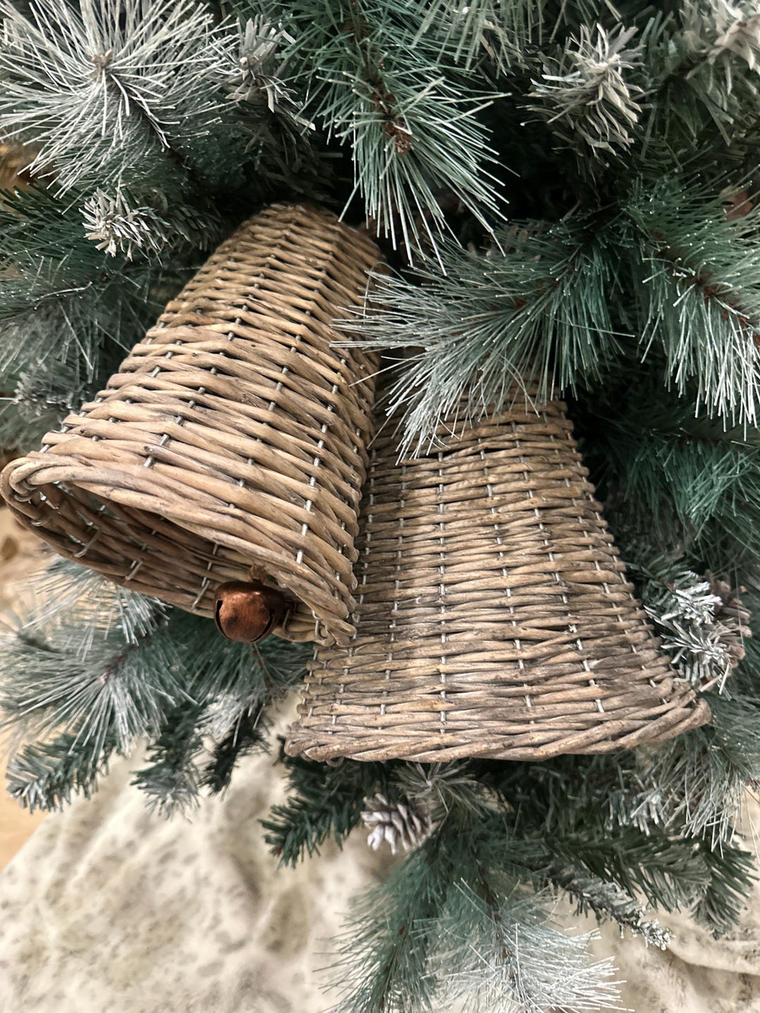 Rustic Woven Rattan Bell Decor – Natural Farmhouse Holiday Accent (2 ...