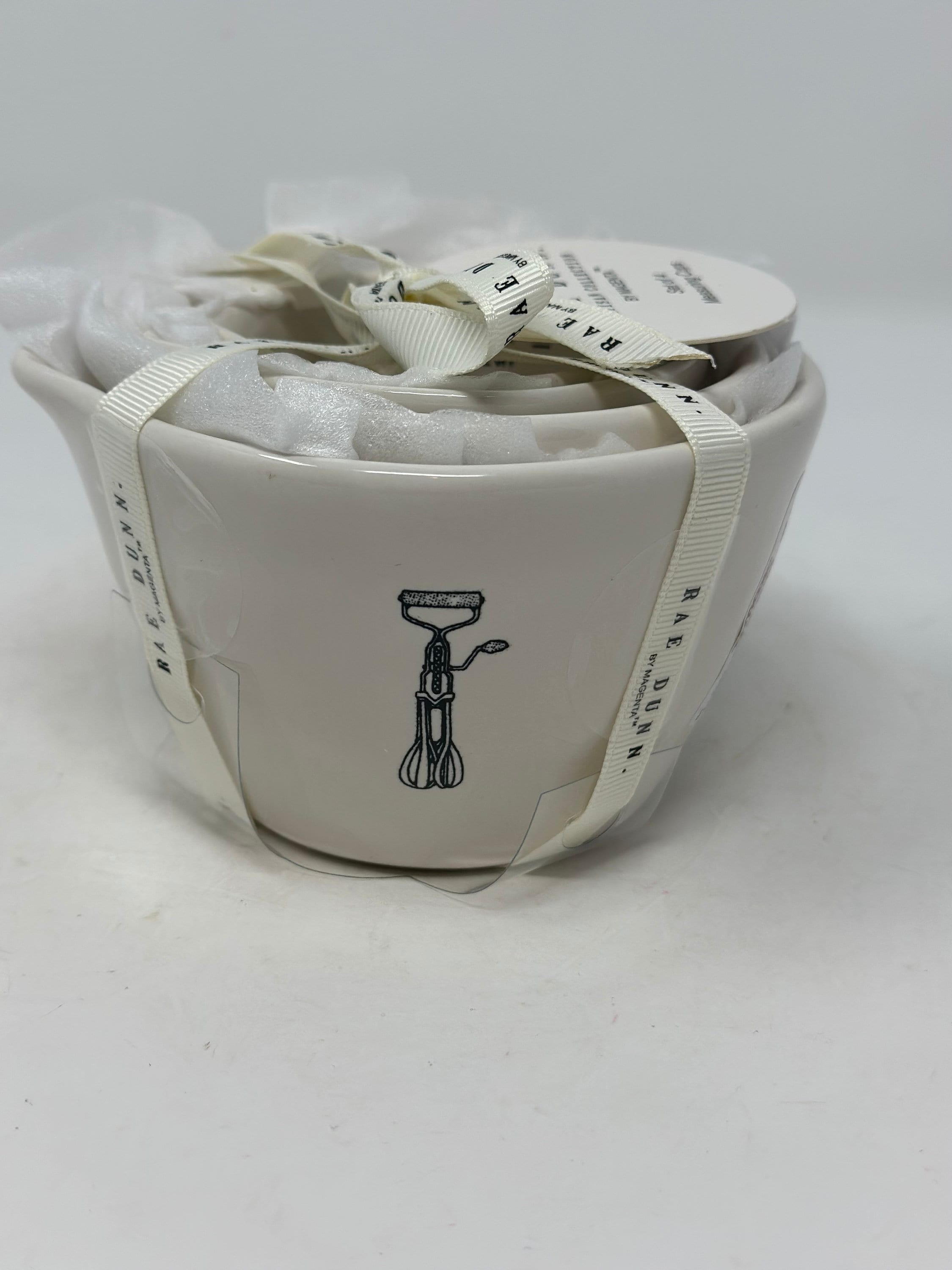 Rae Dunn white ceramic watercolor heart measuring cup set
