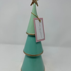 Cupcakes & Cashmere Teal layered Christmas Tree with Gold Trim, Pastel Christmas, Viral Pink Tik Tok Tree